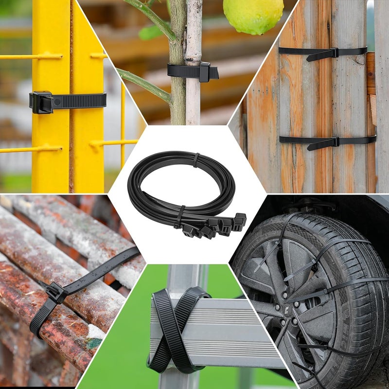 Rythcraft Zip Ties Heavy Duty 18 inch 200 LBS Tensile Strength Cable Ties ，Extra Large Wire Ties Adjustable Nylon Tie Wraps for Indoor Outdoor Patented Design（100 Pack Black） - Image 4